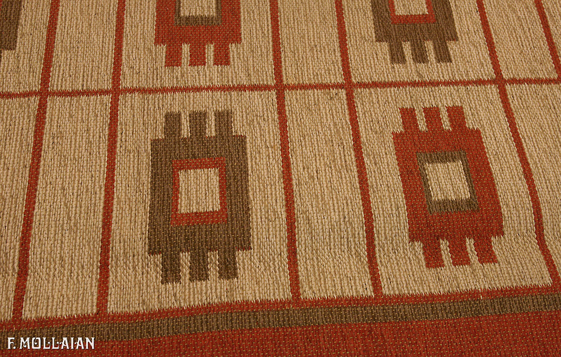 Semi-Antique Swedish Double Face Kilim n°:11122886